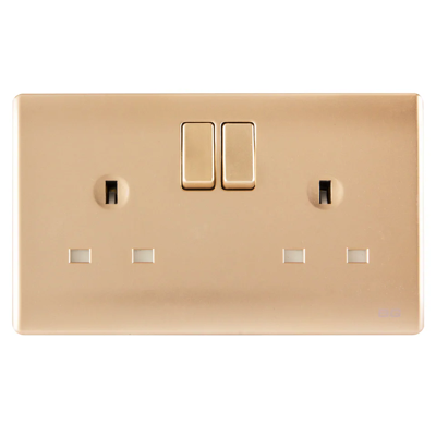 British General BG CHAMPAGNE Neo Slimline Double Gang Switched Socket (PCCH22)